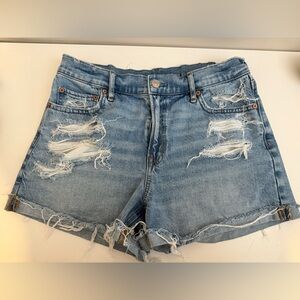 American Eagle Outfitters Light Blue Distressed Jean Shorts